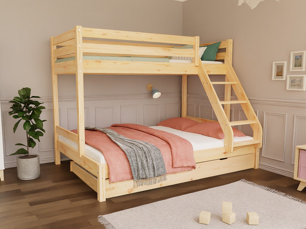ARARAT Wooden Bunk Bed for Three