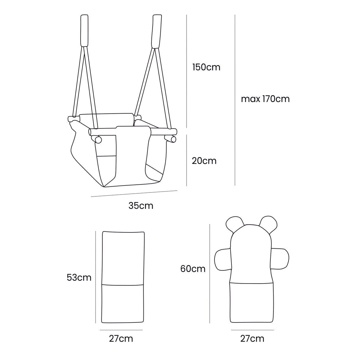 Indoor Baby Swing, Teddy - Olive Green