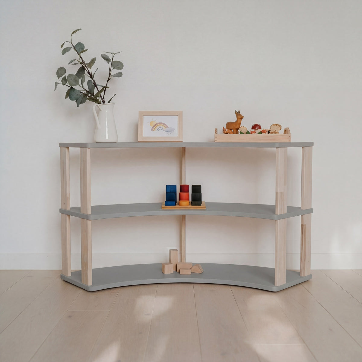 Estantería Montessori modular en arco 3 baldas