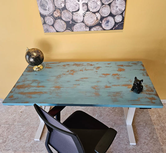 Product in Stock - Iroko Wood Desk Color&Vintage 140x70 - Fixed or Liftable