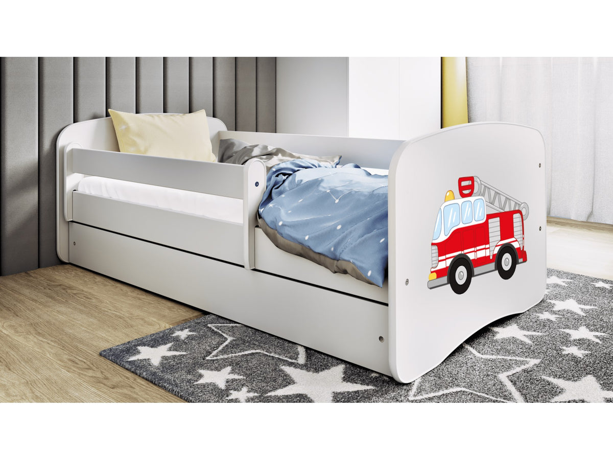 Cama infantil Camión de bomberos con barandilla y cajón – vista 4
