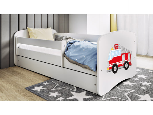 Cama infantil Camión de bomberos con barandilla y cajón – vista 4