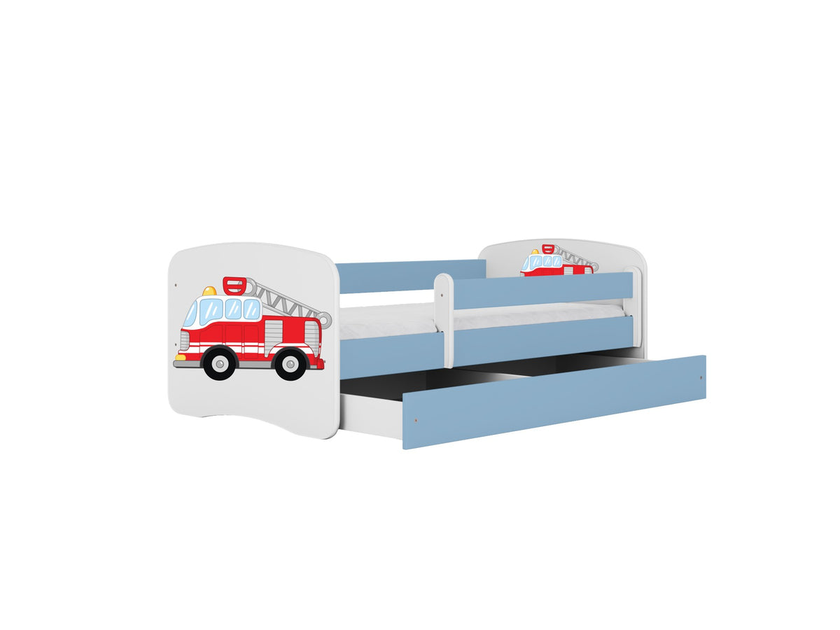 Cama infantil Camión de bomberos con barandilla y cajón – vista 2