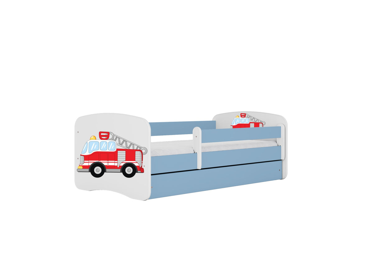 Cama infantil Camión de bomberos con barandilla y cajón – vista 3