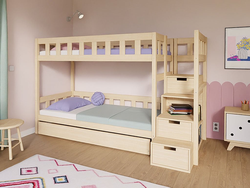 PLOTTY Bunk Bed with Storage Stairs – 90 × 200 cm