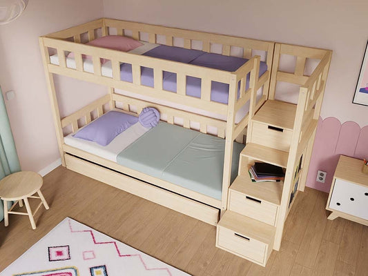 PLOTTY Bunk Bed with Storage Stairs – 90 × 200 cm