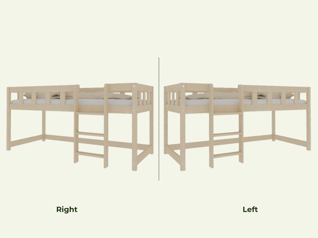 PLOTTY Low Loft Bed with Ladder – 90x200 cm