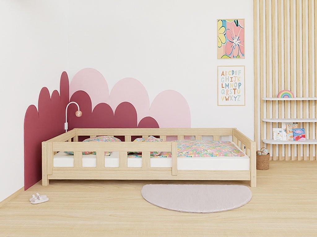PLOTTY Single Bed with Front Safety Rail – 120–140 cm Wide