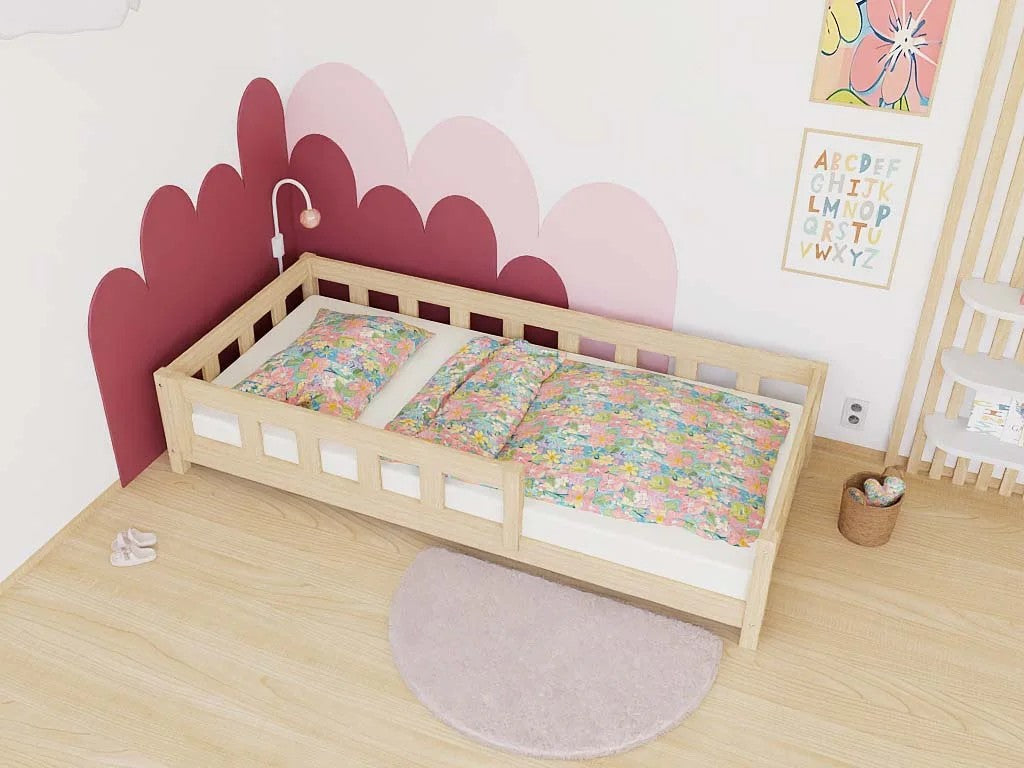 PLOTTY Single Bed with Front Safety Rail – 80 cm Wide