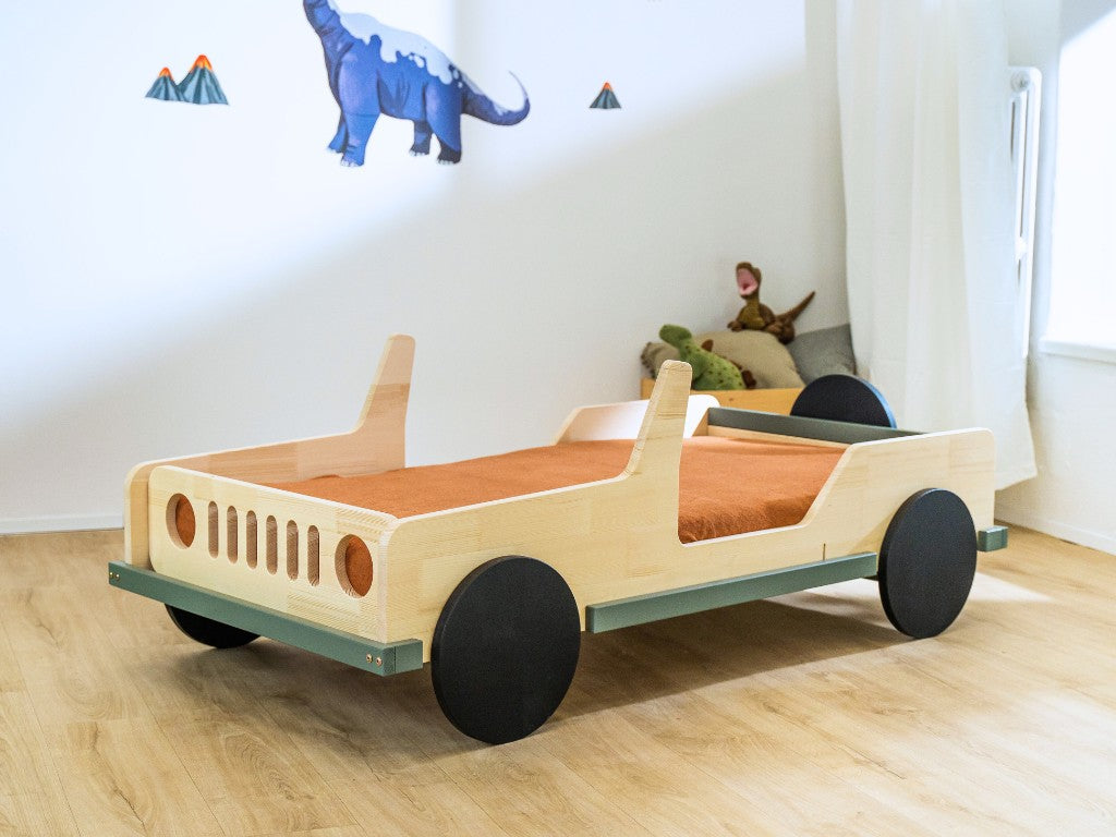 SAFARI Jeep Wooden Children’s Car Bed – 80 × 160 cm