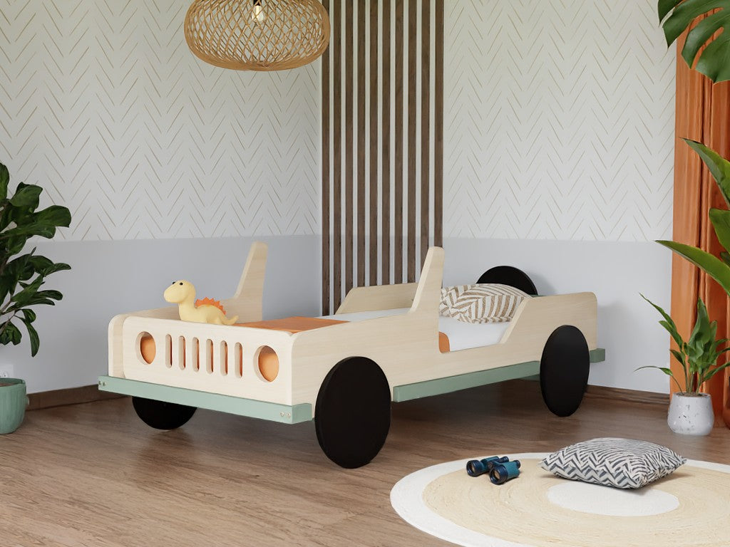 SAFARI Jeep Wooden Children’s Car Bed – 80 × 160 cm