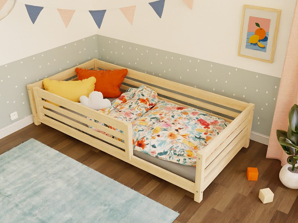 TULY Low Wooden Bed with Safety Rail – 80 cm Wide