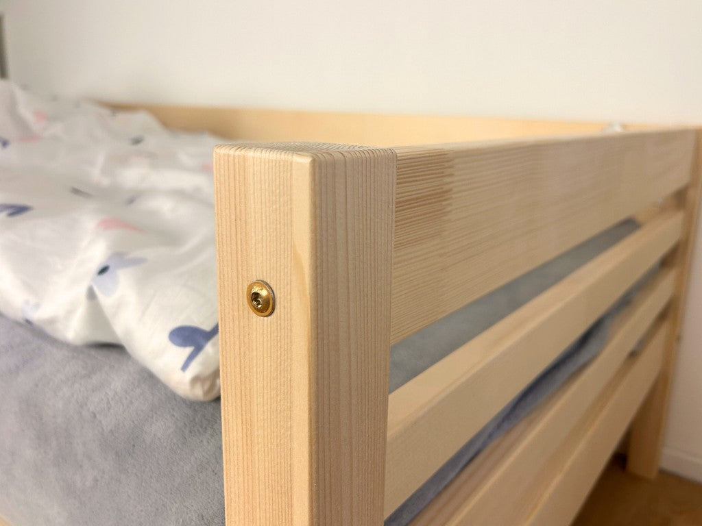 TULY Low Wooden Bed with Safety Rail – 90 cm Wide