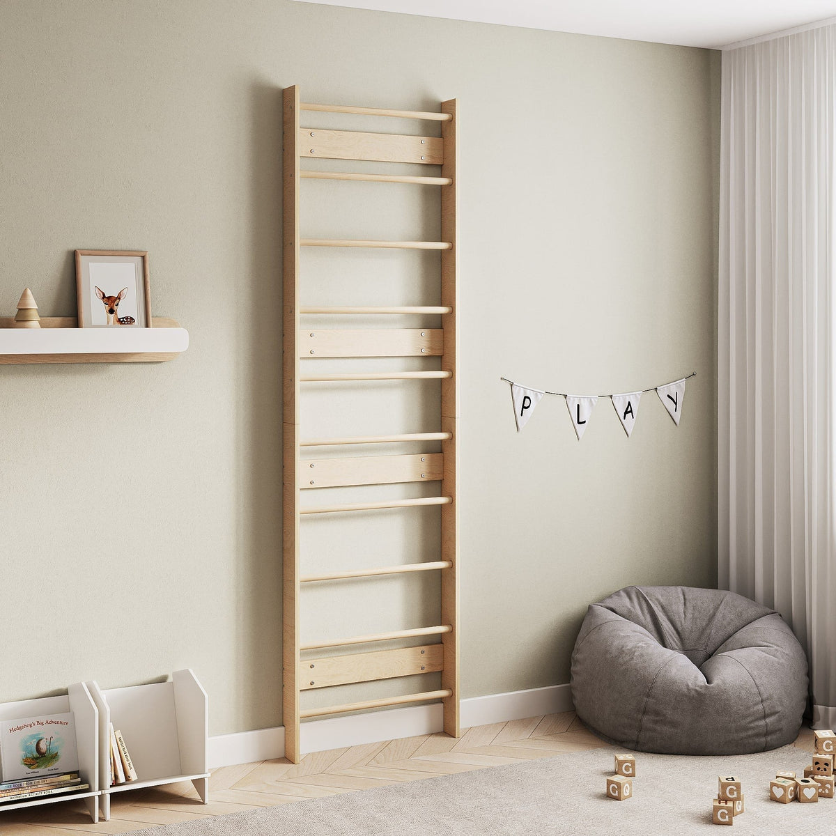 EVERGYM Wooden Wall Bars – Base Model, Natural