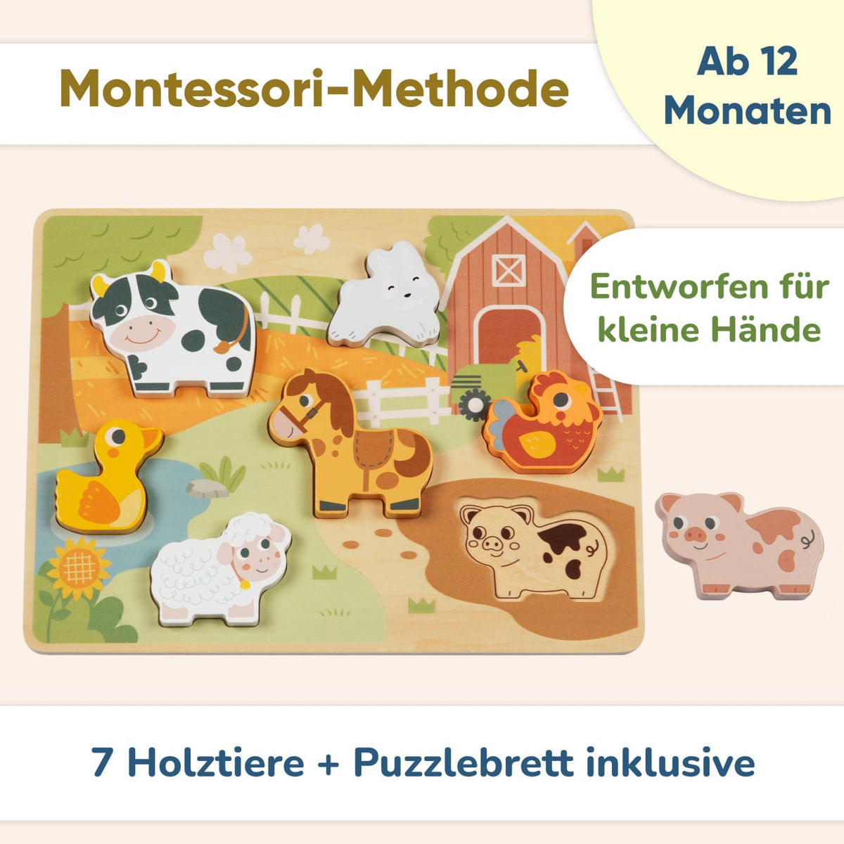 BusyKids Wooden Chunky Farm Animal Puzzle