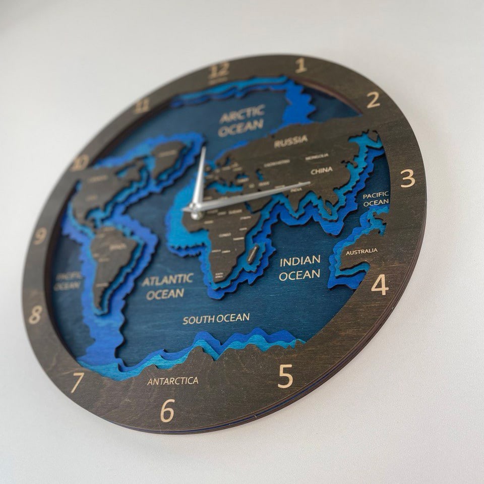BusyKids Wooden World Map Wall Clock