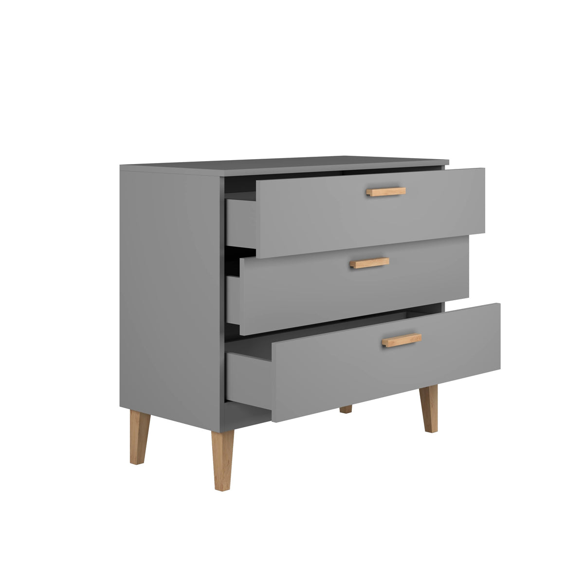 Cómoda Kubi con 3 cajones gris