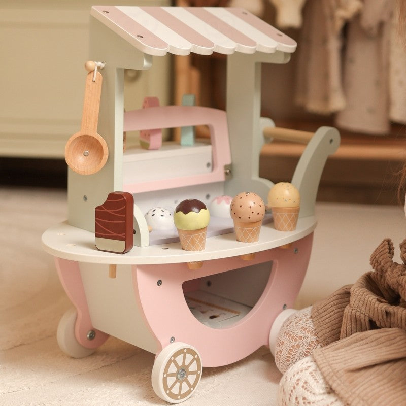 Wooden Ice Cream Shop With Cart