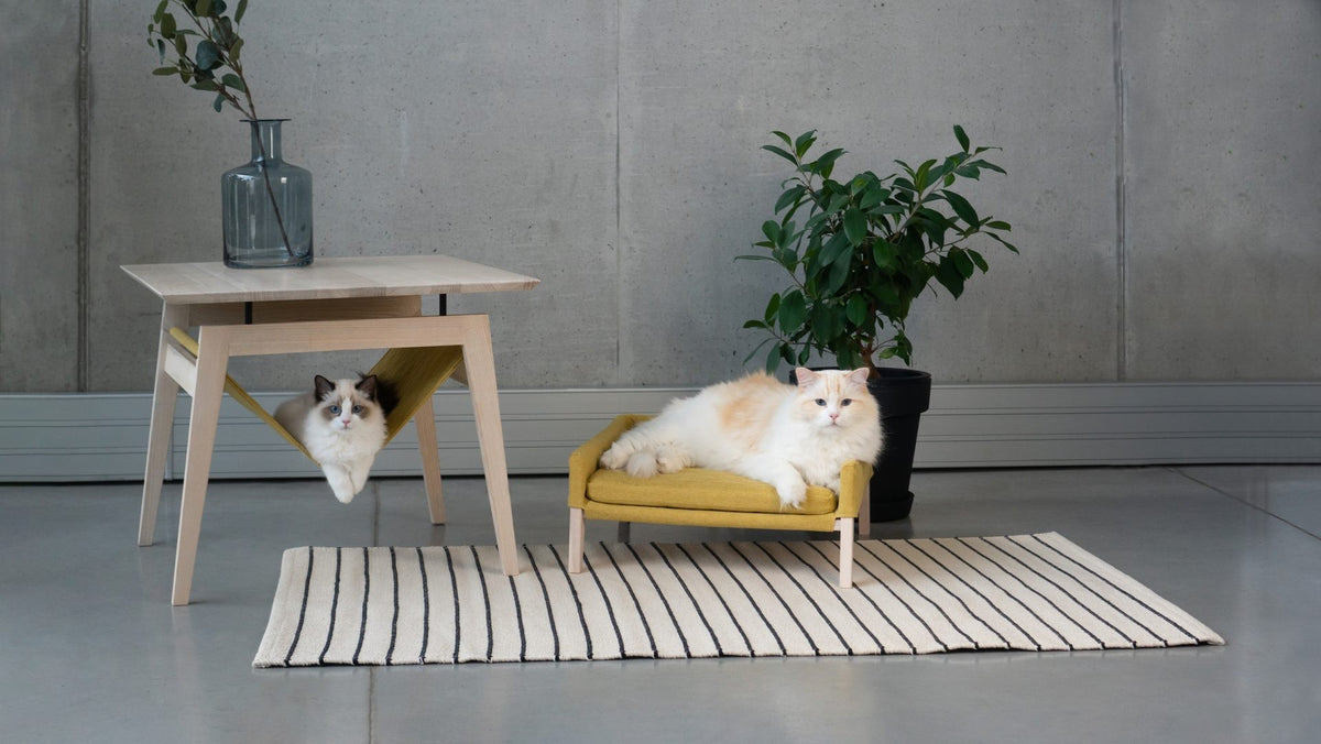 Mesa Kikko con hamaca para gato y cama Lulu, color miel – vista 4