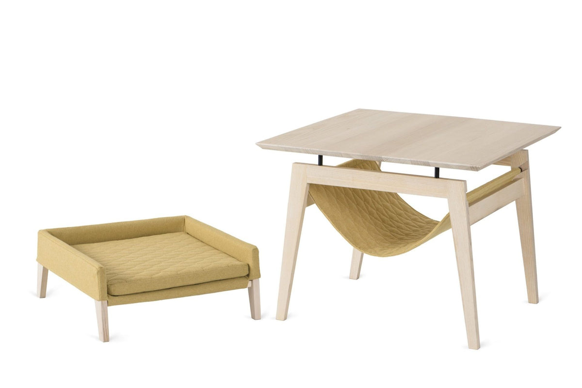 Mesa Kikko con hamaca para gato y cama Lulu, color miel – vista 3