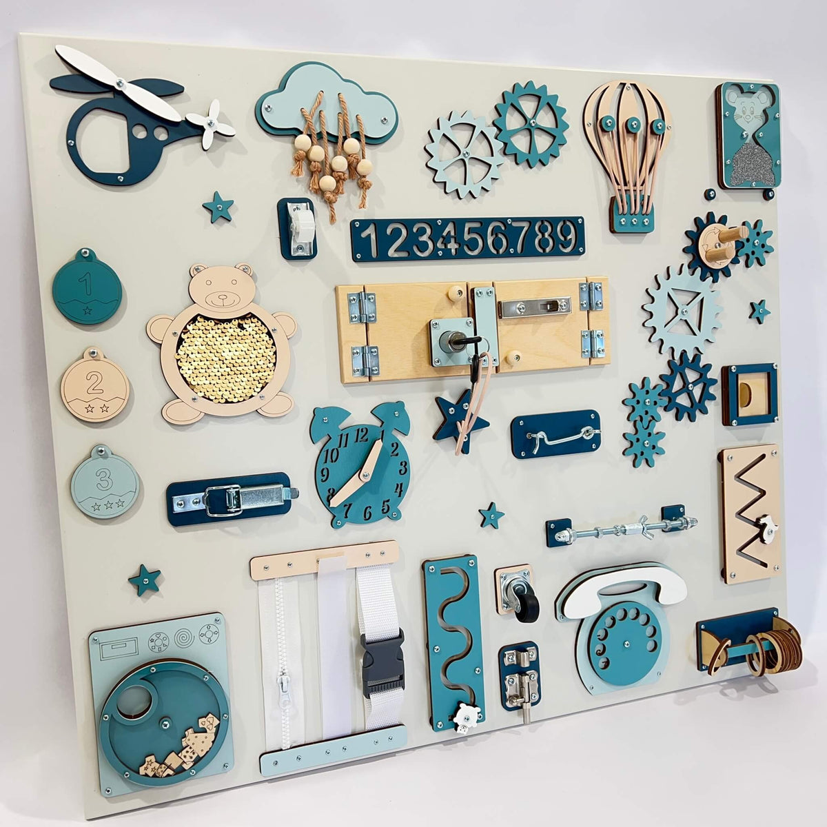 Large Montessori busy board for learning (60×70 cm)