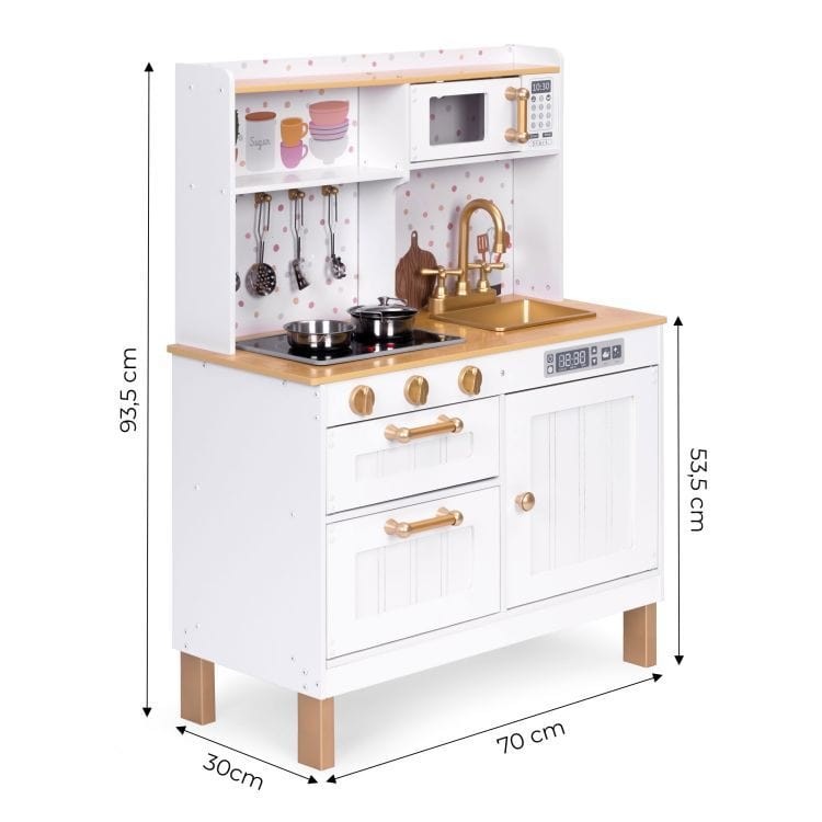 Large Wooden Play Kitchen with Sounds and LED