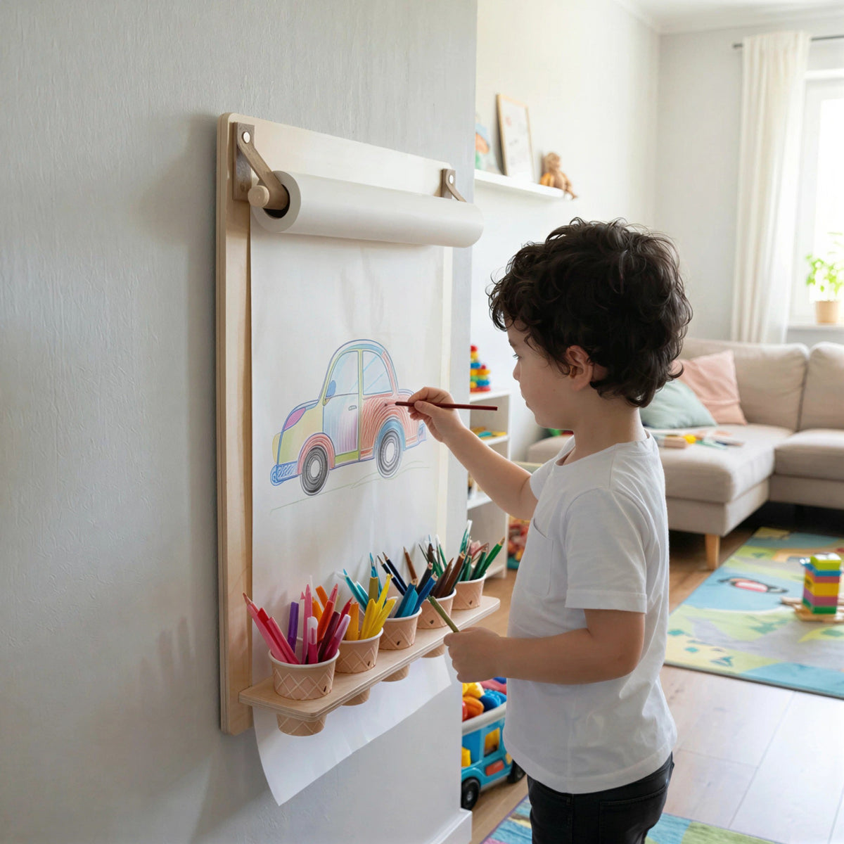 Drawing Board with Pencil Holder – With Paper Roll