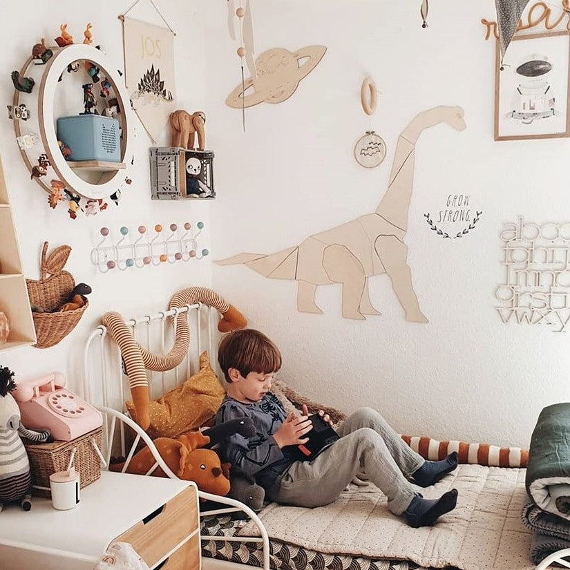 Origami Diplodocus Dinosaur – Wooden Wall Decoration, Medium