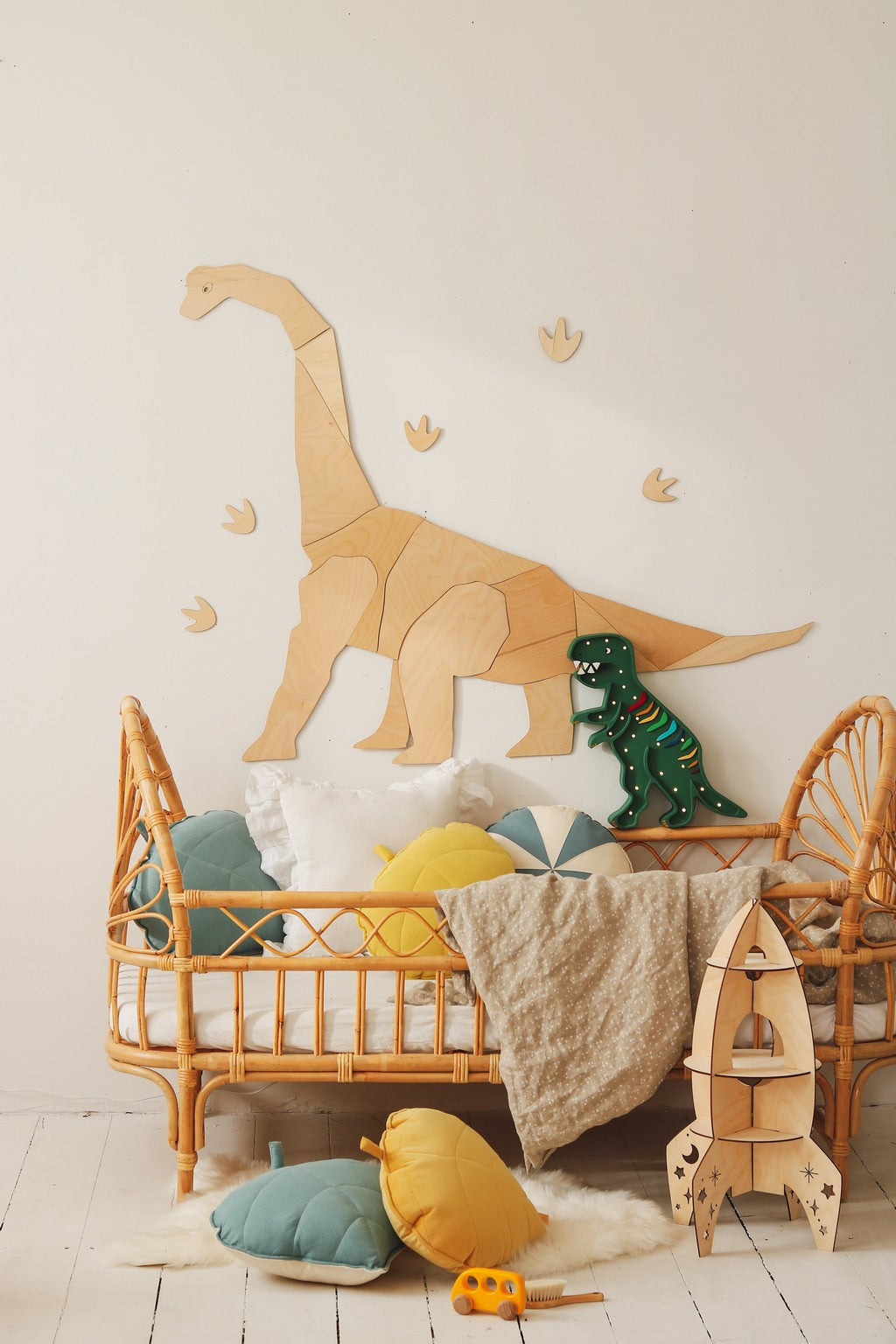 Origami Diplodocus Dinosaur – Wooden Wall Decoration, Medium