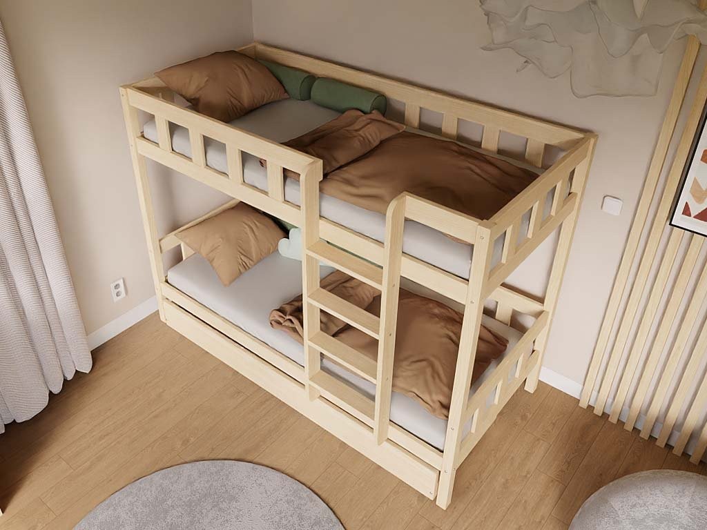 PLOTTY Wooden Bunk Bed with Ladder – 90 × 200 cm
