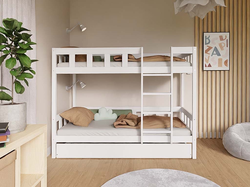 PLOTTY Wooden Bunk Bed with Ladder – 90 × 200 cm