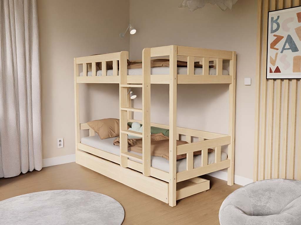 PLOTTY Wooden Bunk Bed with Ladder – 90 × 200 cm