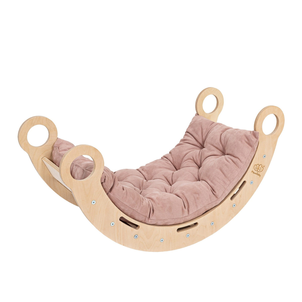 Snug Rocker for Kids - Natural With Pink Pillow