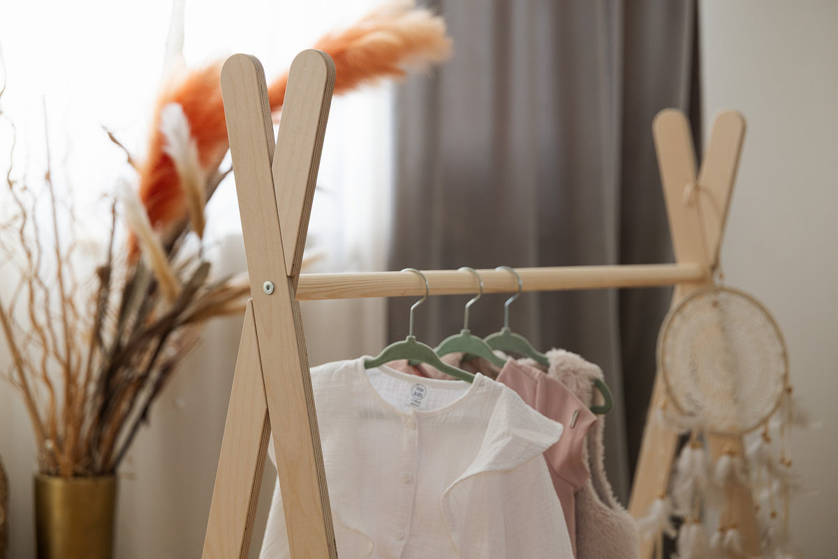 Tipi Clothing Rack For Children - Large Natural Wood