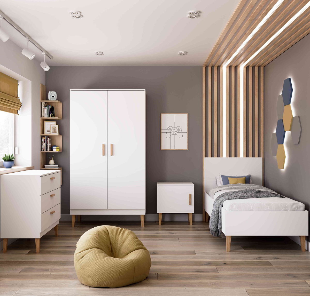 Wardrobe Kubi - White