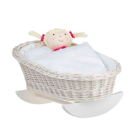 Wicker Rocking Cradle Mimi Light - White Bedding