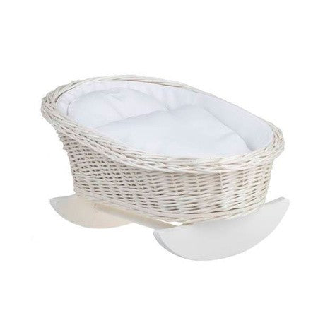 Wicker Rocking Cradle Mimi Light - White Bedding