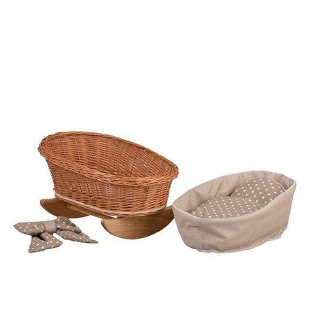 Wicker Rocking Cradle Mimi Natural - Beige Bedding