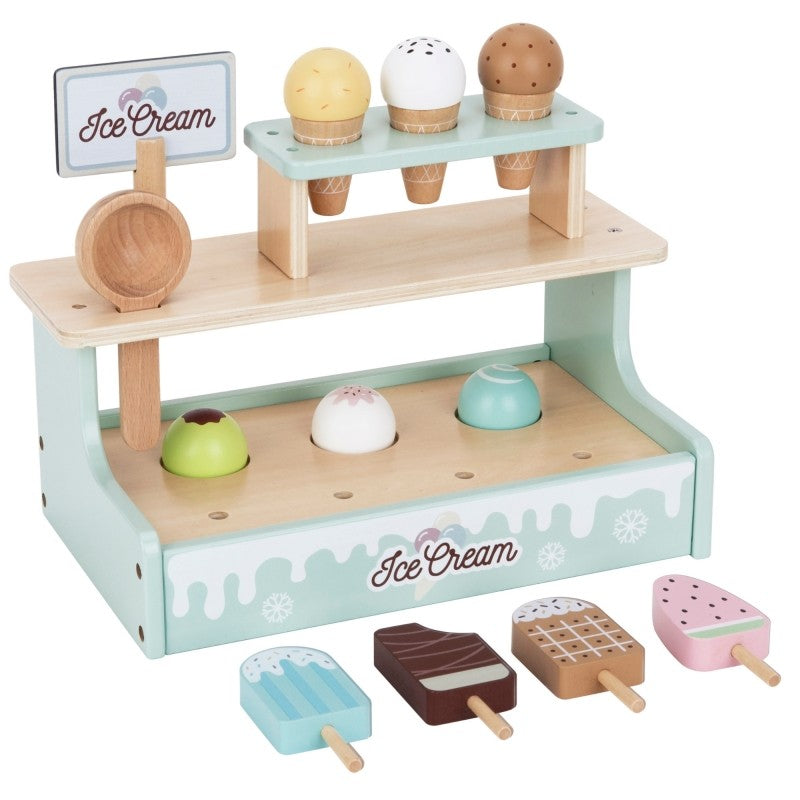 Wooden Ice Cream Shop Set with Ice Cream Stand